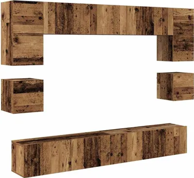 Immagine prodotto di vidaXL Set di armadi TV a parete 8 pezzi in legno di recupero Materiale in legno