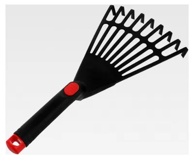 Produktbild von Kleiner Gartenrechen aus Kunststoff mit Griff für Laubentfernung und Gartenarbeiten