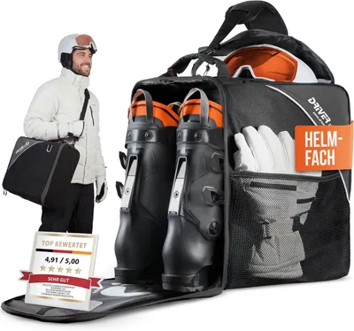 Productafbeelding van Skischoenentas met helmvak - bootbag voor skischoenen en snowboardschoenen - antislip - waterdicht