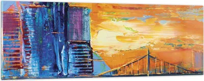 Produktbild von Bilder auf glas - Einteilig - Stadt Brücke pastos - 90x30cm - Glasbilder - Wandbilder - Bilder - zum Aufhängen bereit - Wanddekoration aus Glas - Glas Bilder - Wandbild auf Glas - GAB90x30-4392
