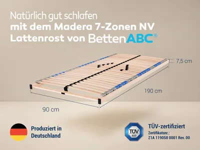 Produktbild von MaDeRa 7-Zonen-Lattenrost 3 verschiedene Ausführungen, zur Selbstmontage, Größe: 90x190