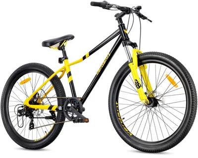 Produktbild von 26-Zoll-Mountainbike, Shimano 7-Gang-Scheibenbremse, Verdant Calix-Ständer, schwarz-gelb