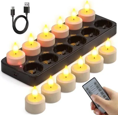 Image de Lampe LED rechargeable à lumière de bougie avec minuterie et télécommande