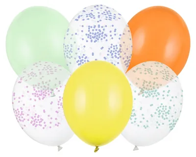 Image de 6 ballons « Confettis Mix » pour fêtes, carnaval et anniversaires d'enfants