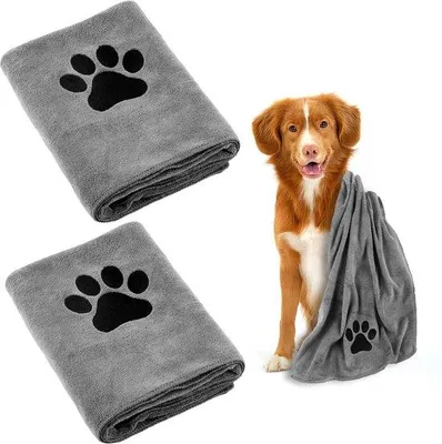 Produktbild von Ibenzoa® Mikrofaser‑Haustierhandtücher 2er‑Set, 100 x 50 cm – extra saugfähig & schnelltrocknend für Hunde und Katzen
