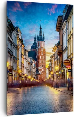 Produktbild von Bild auf Leinwand - Leinwandbild - Einteilig - Krakau Kirche Mariacki - 80x120cm - Wand Bild - Wanddeko - Wandbilder - Leinwanddruck - Wanddekoration - Leinwand bilder - Wandbild - PA80x120-4722