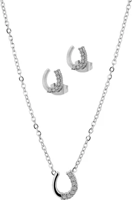 Produktbild von Akzent Hufeisen-Schmuckset aus Edelstahl, Kette & Ohrstecker