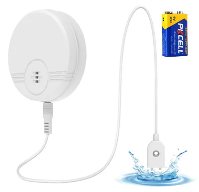 Obrázok produktu pre Detektor úniku vody, senzor na detekciu vody s alarmom 135 dB, určený pre suterény a kúpeľne