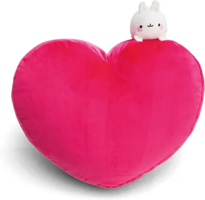 Produktbild von NICI NIC Kissen MOLANG herzförmig 42x27cm mit Kuscheltier MOLANG 10cm pink - Flauschiges Kuscheltierkissen für Kinder, Babys und Kuscheltierliebhaber, ideal für Zuhause, Kindergarten oder unterwegs