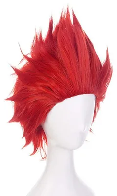 Immagine prodotto di Parrucca per anime, colore rosso, corta, ideale per Halloween e cosplay, realizzata in fibra sintetica resistente al calore