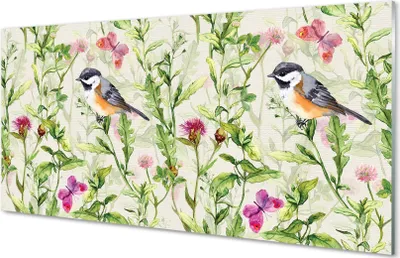 Produktbild von Glasbilder 120x60 Wandkunst Vogel im Gras