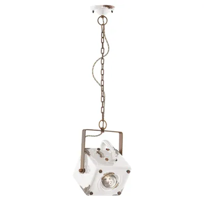 Produktbild von Vintage Industrie-Kronleuchter Eisen und weiße Keramik 1 Licht E27