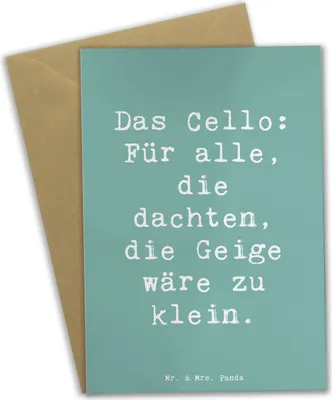 Produktbild von Mr. & Mrs. Panda Grußkarte Spruch Cello Magie - Meeresbrise - Geschenk, Lernen, Solo, weihnachtskarten, osterkarten, hochzeitskarten, einladungskarten, Grußkarten, Musik
