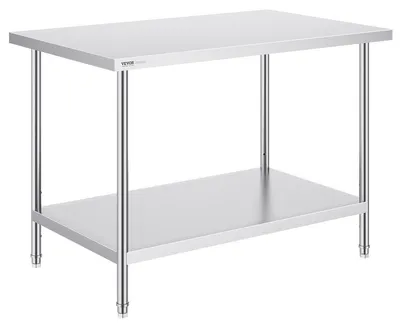 Zdjęcie produktu dla Stół roboczy ze stali nierdzewnej do przygotowywania posiłków, stół roboczy do zastosowań komercyjnych, wymiary: 30 x 48 x 34 cali