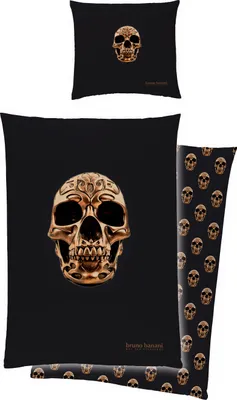 Produktbild von bruno banani Designer Bettwäsche Totenkopf, 200 x 135, 80 x 80,   Standard 100, 100% Baumwolle