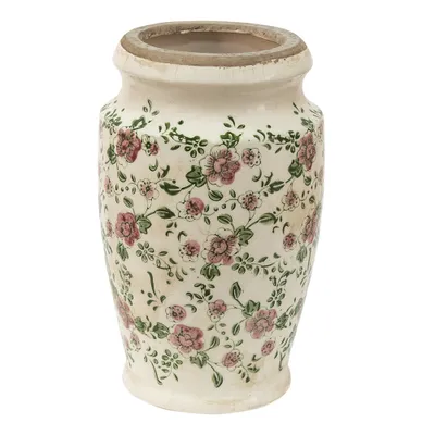Image de Clayre & Eef Vase Ø 15x26 cm Rose Beige Céramique Fleurs