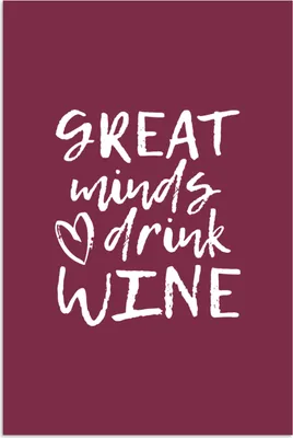Produktbild von MuchoWow® Poster Weinzitat "Große Geister trinken Wein" mit lila Hintergrund 80x120 cm - Papierdruck
