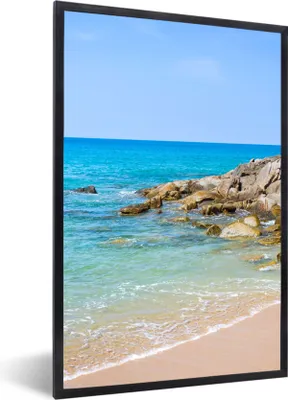 Produktbild von MuchoWow® Gerahmtes Poster Strand - Meer - Tropisch - Sommer 60x90 cm - Poster mit Schwarzem Bilderrahmen Wandposter Rahmen Foto Bilder - Kunst