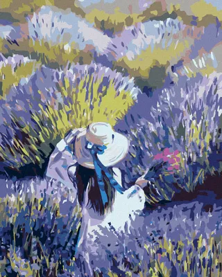 Produktbild von Diamondi - Diamond painting - FRAU INMITTEN EINES LAVENDELFELDES, 40X50 cm, mit Keilrahmen (bereits gespannt)