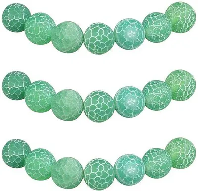 Produktbild von Große grüne Drachenagaat-Halbedelsteine 10mm 35er Pack mit Loch, natürliche lose runde Steine für Schmuckarmbänder und Ketten