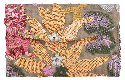 Productafbeelding van Bloemrijke Clutch Tas met Borduurwerk en Pailletten voor Feestelijke Gelegenheden
