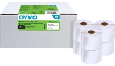 Obrázok produktu pre DYMO LW promo balenie - štítky na prepravu / menovky, biely papier, 54 mm x 101 mm / 6 rol, Biela, Samolepiaci štítok, Papája, Permanentný, Obdĺžnik, LabelWriter