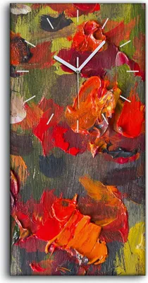 Produktbild von Küche Wohnzimmer Wand Leinwand Uhr Geräuschlos 30x60 Mohnblumen Blumen Malerei - weiße Hände