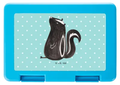 Produktbild von Mr. & Mrs. Panda Lunchbox Stinktier Sitzen - Türkis Pastell - Geschenk, Essensbox, Besserwisser, Butterbrotdose, Büro, Recht, Snackbox, Bento Box, Bentobox, Spruch
