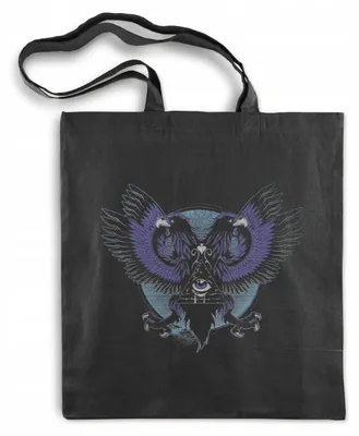 Produktbild von Allbag Einkaufstasche Baumwolle mit Adlerprint 38x42 cm Schwarz
