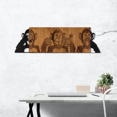 Obrázok produktu pre Wallity, Nevidel som, nepočul som, neviem, nástenná dekorácia, čierna, kov, 82 x 58 cm
