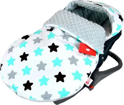 Produktbild von BabyLux Sommerfußsack 90 cm – Perfekter Fußsack für Babyschale, Kinderwagen & Buggy, Minky-Fleece + Baumwolle, für Frühling, Sommer 8. Grau + Sterne