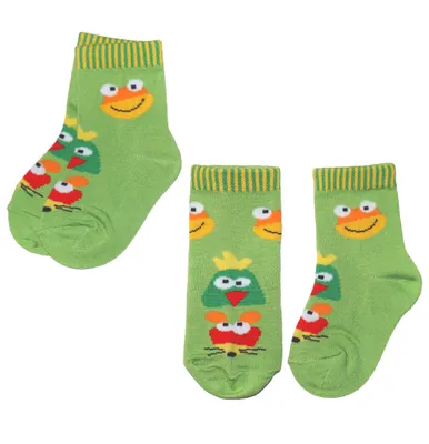 Produktbild von Kinder Socken 2-er Pack aus Baumwolle Lustige Tiere Grün Größe 18-19