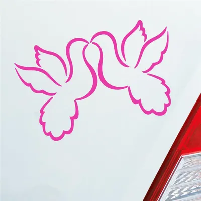Produktbild von Auto Aufkleber Liebestauben Liebe Love Taube Hochzeit 12x9 cm Pink Sticker Heckscheibenaufkleber