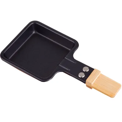 Zdjęcie produktu dla 1x uniwersalna kwadratowa patelnia do grillowania raclette z bambusowym uchwytem