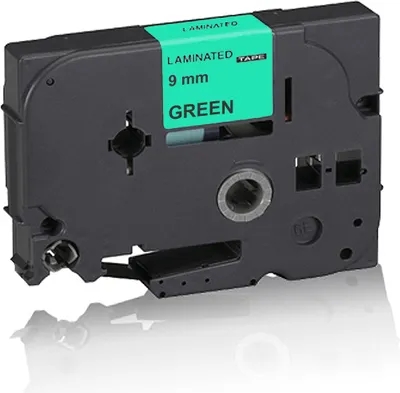 Produktbild von Print-Klex Schriftband kompatibel kompatibel mit Bother P-Touch 1830VP P-Touch 1850 CC P-Touch 1850CC P-Touch 1850VP P-Touch 1950VP P-Touch 200 P-Touch 2030VP P-Touch 210E P-Touch 2100VP P-Touch 220 P-Touch 2400 P-Touch 2400E 9mm TZ721 Schwarz/Grün Green