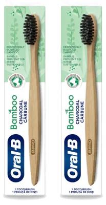 Obrázek produktu pro 2 ks zubních kartáčků Oral-B Bamboo s aktivním uhlím – výhodná balení