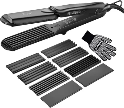 Produktbild von 4-in-1 Haarglätter & Crimper Keramik, Multifunktions-Glätteisen für Wellen, Locken & Glattes Haar, Turmalin-Technologie, 4 Temperatureinstellungen
