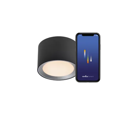 Produktbild von Nordlux Landon 8 Smartlight LED Deckenleuchte 7W IP44 Schwarz Steuerbare Lichtfarbe