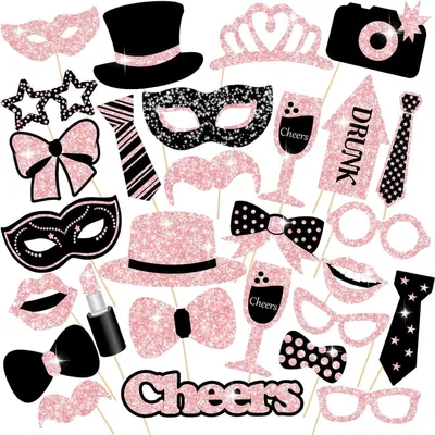 Productafbeelding van Fotoaccessoireset, 30 stuks, roze, voor feesten en evenementen