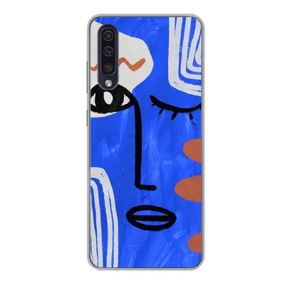 Produktbild von MuchoWow® Handyhülle Schutzhülle Hülle für Samsung Galaxy A50 Gesicht - Blau - Abstrakt Silikon Softcase Handy Hülle - Mobiltelefonhülle
