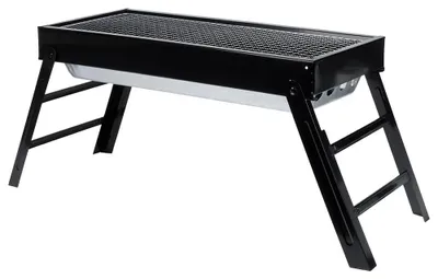 Zdjęcie produktu dla Grill węglowy – składany, przenośny grill – stal – 77 x 23 x 31 cm – idealny na balkon, taras i do campingów – kolor czarny