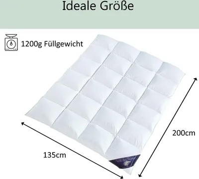 Produktbild von 135x200cm 1200gr. 60% DAUNEN BETT Hotel QUALITÄT Daunendecke Daunendecken Decken Decke Bett Bettdecke Zudecke Steppdecke Daunen Welt-der-Träume