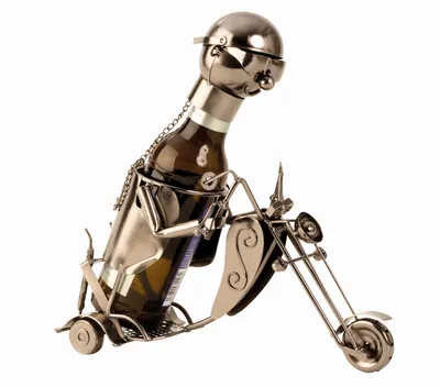Produktbild von Mel-O-Design 3059 Bier-Flaschenhalter "Motorradfahrer" silber