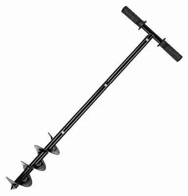 Productafbeelding van Ibenzoa® aardboor met verstelbare diameter, van 10 cm tot maximaal, met afneembaar antisliphandvat, stalen uitvoering in zwart, spiraalboor voor planten en palen