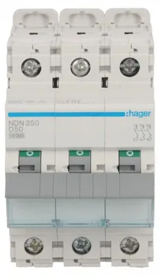 Image de HAGER NDN350 Disjoncteur de protection de ligne 3 pôles D50A 10 kA 3 M