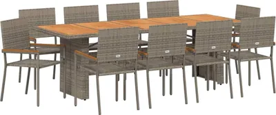 Image de Ensemble de salon de jardin vidaXL, 11 pièces, en polyrotin gris