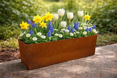 Produktbild von Pflanzkübel Balkonkasten Pflanzkasten Metall Edelrost 60cm x 20cm x 15cm Rost Pflanzgefäß Garten