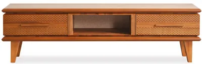 Immagine prodotto di Supporto TV in legno per soggiorno, mobile TV in legno naturale, colore marrone, elegante, moderno, nuovo