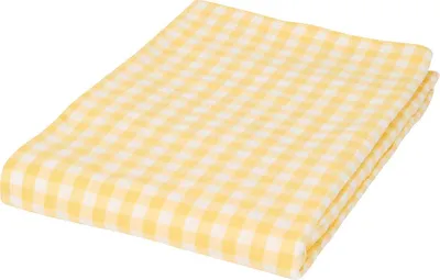 Zdjęcie produktu dla Obrus – żółto-biała kratka – 140 x 250 cm – 61% bawełna, 39% poliester