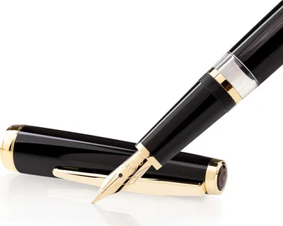 Produktbild von Cleo Skribent Classic Gold Kolben-Füllhalter, schwarz, M-Feder
